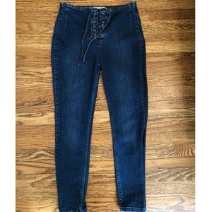 Free People Lace Up Skinny Jeans